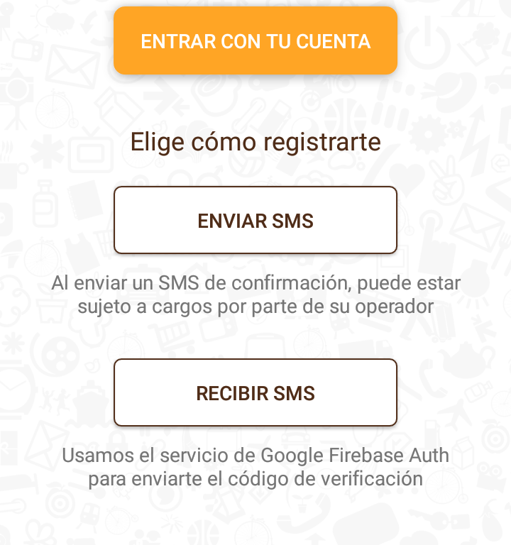 Para registrarse, seleccionar “recibir SMS”.